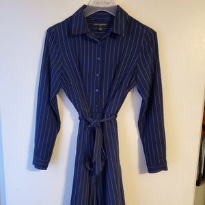 Banana Blue Pin-Striped Button Dress with Pockets